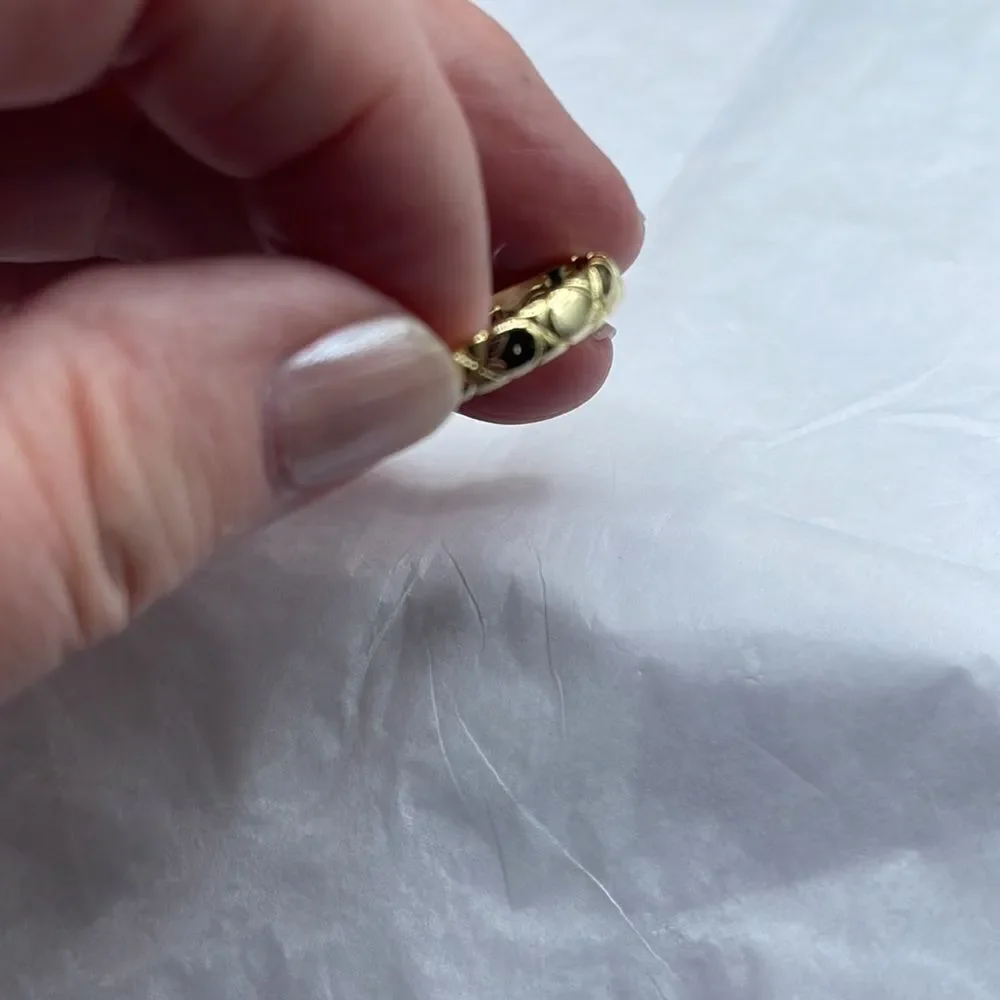 14K plated sterling silver size 8 simple X pattern ring.